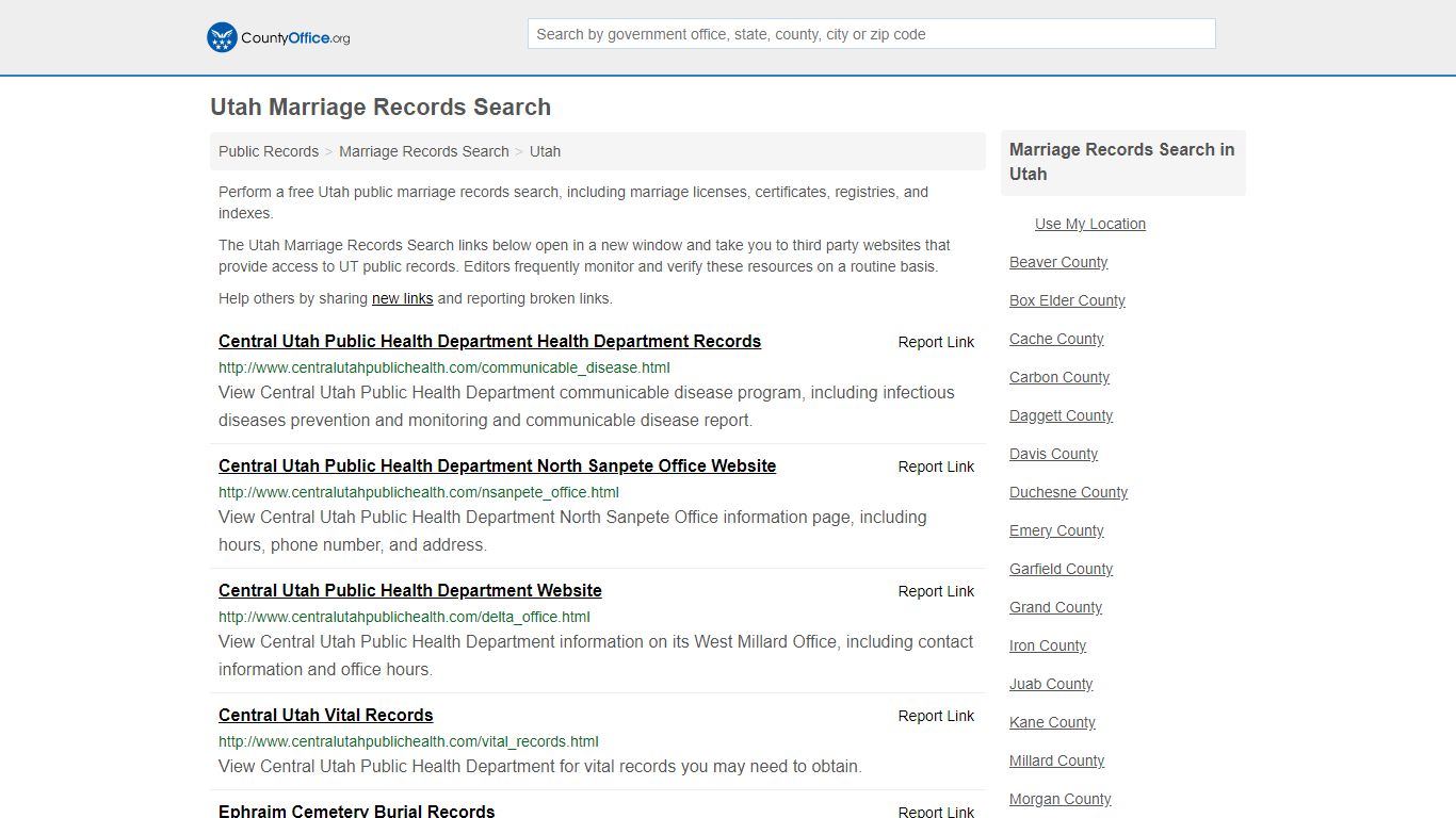 Marriage Records Search - Utah (Marriage Licenses ...